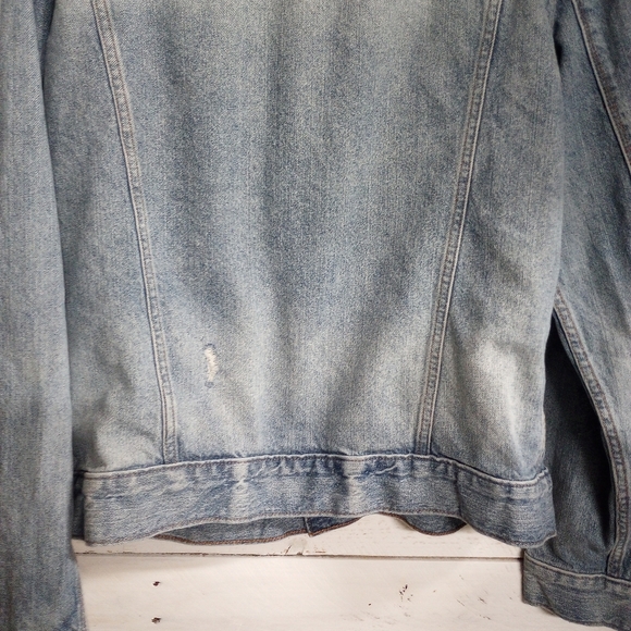 Vintage Express Men's Jeans Denim Jacket Size Medium Light Blue Distressed Jean - Picture 7 of 10
